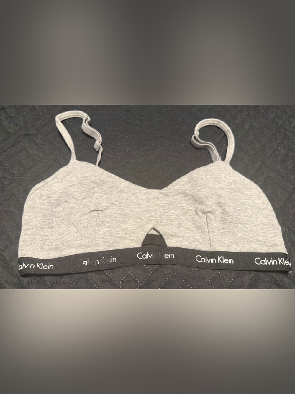 Calvin Klein Gray Logo Bralette - Comfortable Everyday Support Cotten -M